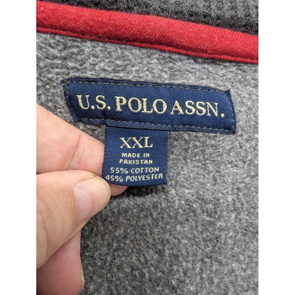 U.S. Polo Assn. Hoodie Mens 2XL Gray Full Zip Fleece Embroidered USPA 3 Sleeve - Picture 10 of 10